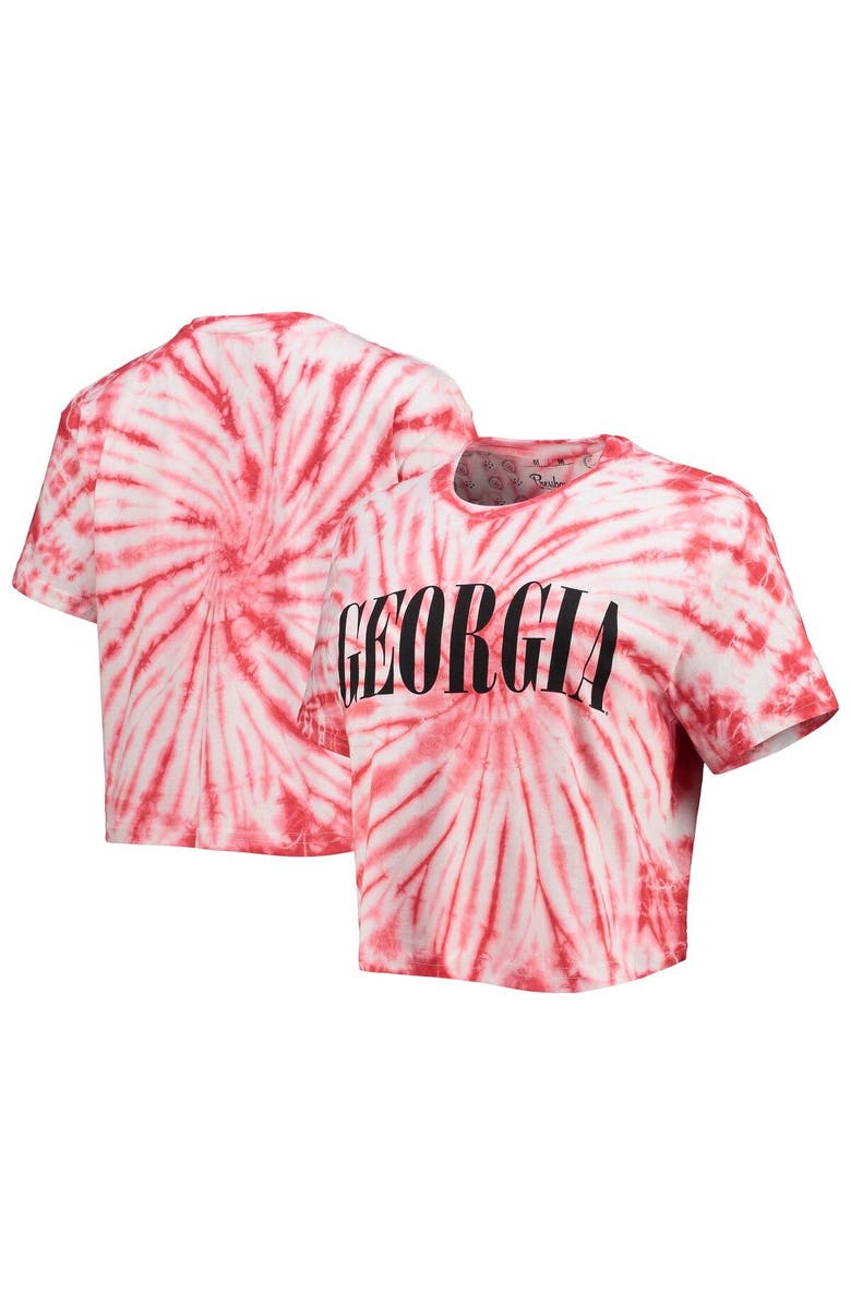PRESSBOX Women's Pressbox Red Georgia Bulldogs Showtime Tie-Dye Crop T-Shirt, Main, color,