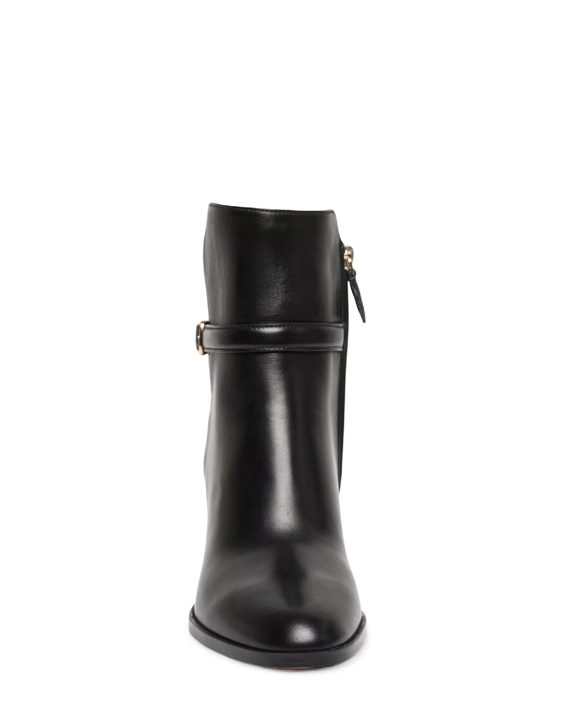 Santoni Leather Mid-Heel Ankle Boot, Alternate, color, Black