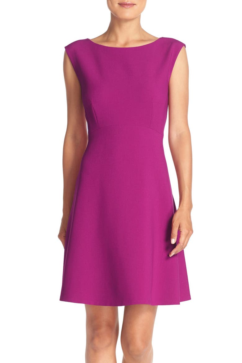 Woven Fit & Flare Dress, Main, color, DEEP ORCHID