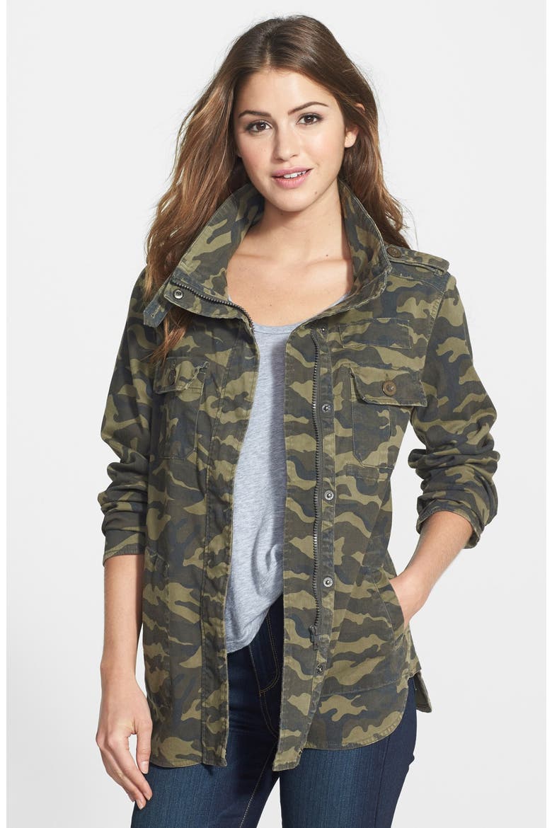 Lightweight Stretch Cotton Military Jacket, Main, color, CAMO