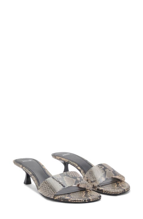 Snake Print Kitten Heel Slide Sandal (Women)