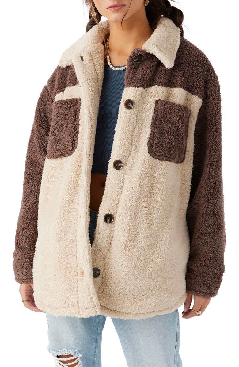 O'Neill Heath Colorblock Fleece Button-Up Jacket, Main, color, 