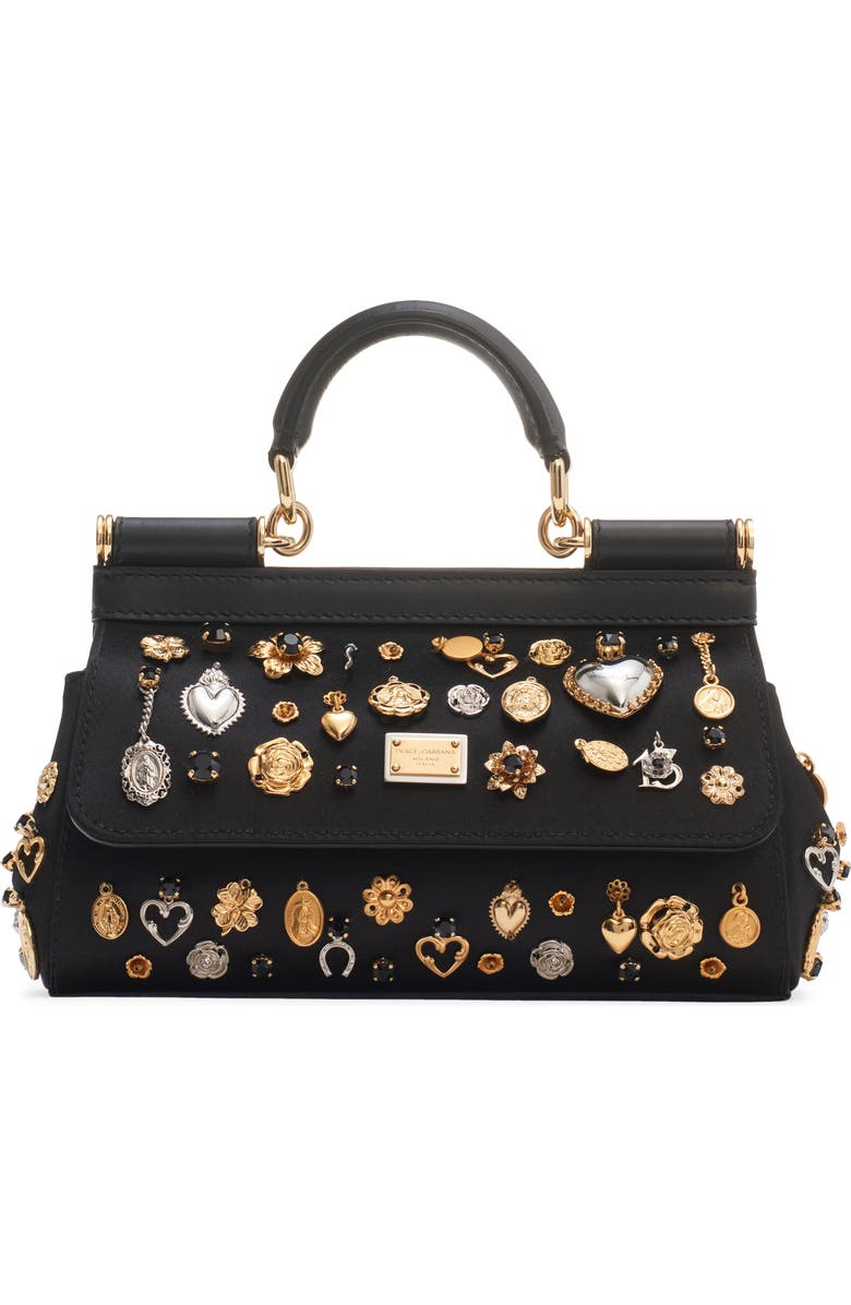 Dolce&Gabbana Small Sicily East/West Charm Embellished Handbag, Main, color,