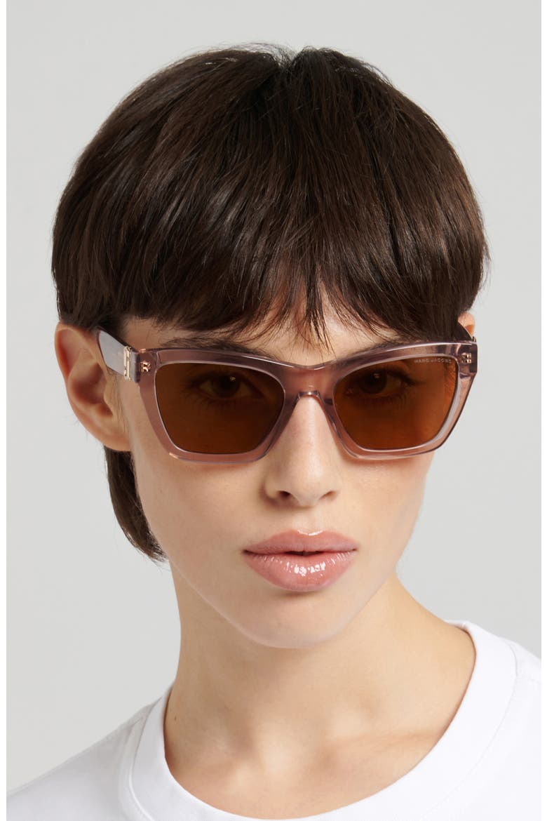 54mm Cat Eye Sunglasses, Alternate, color, BEIGE/ BROWN