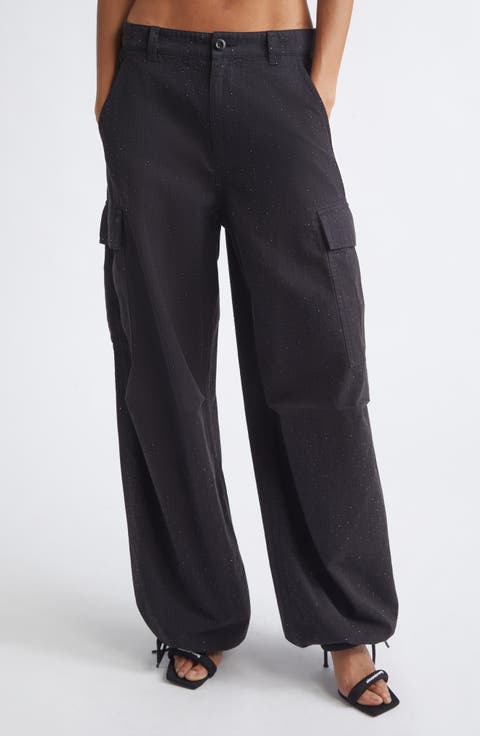 Crystal Embellished Cargo Pants