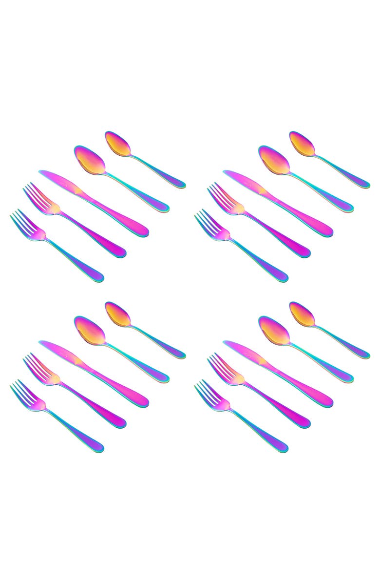 Gibson Home Stravidia 20 Piece Flatware set in Rainbow Stainless Steel, Alternate, color, Rainbow