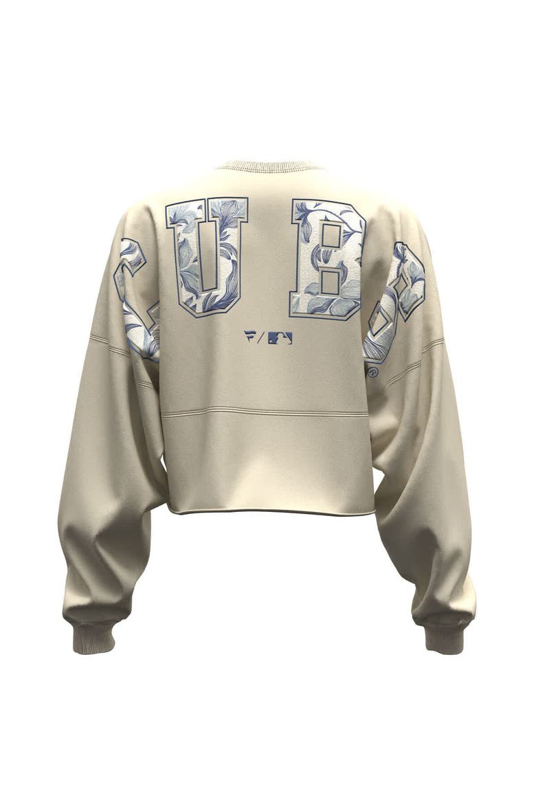 Women's Fanatics  Light Beige Chicago Cubs Spirit Floral Script Cropped Long-Sleeve T-Shirt, Alternate, color, Light Beige