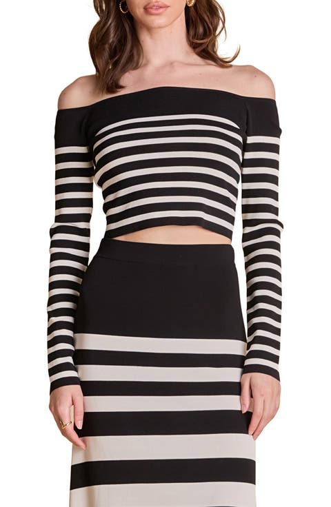 Stripe Off the Shoulder Sweater