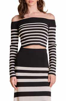 Stripe Off the Shoulder Sweater