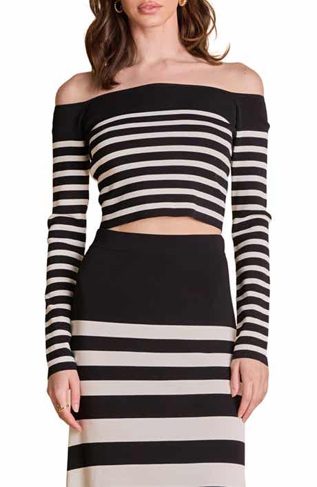 Endless Rose Stripe Off the Shoulder Sweater
