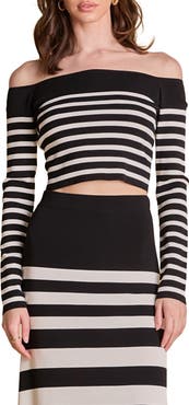 Endless Rose Stripe Off the Shoulder Sweater