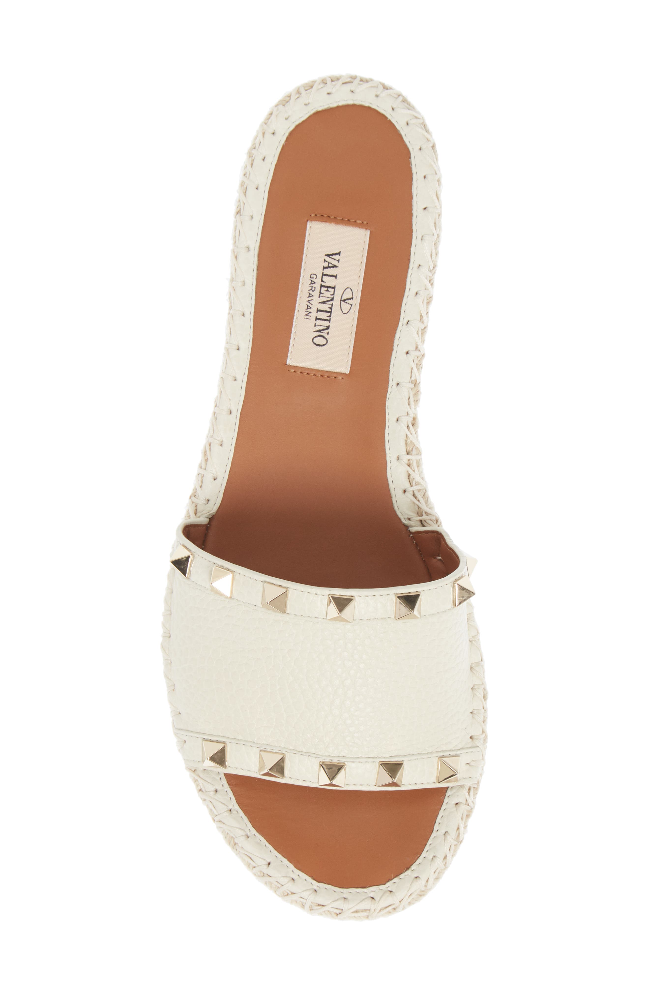 Rockstud Espadrille Slide, Alternate, color, IVORY