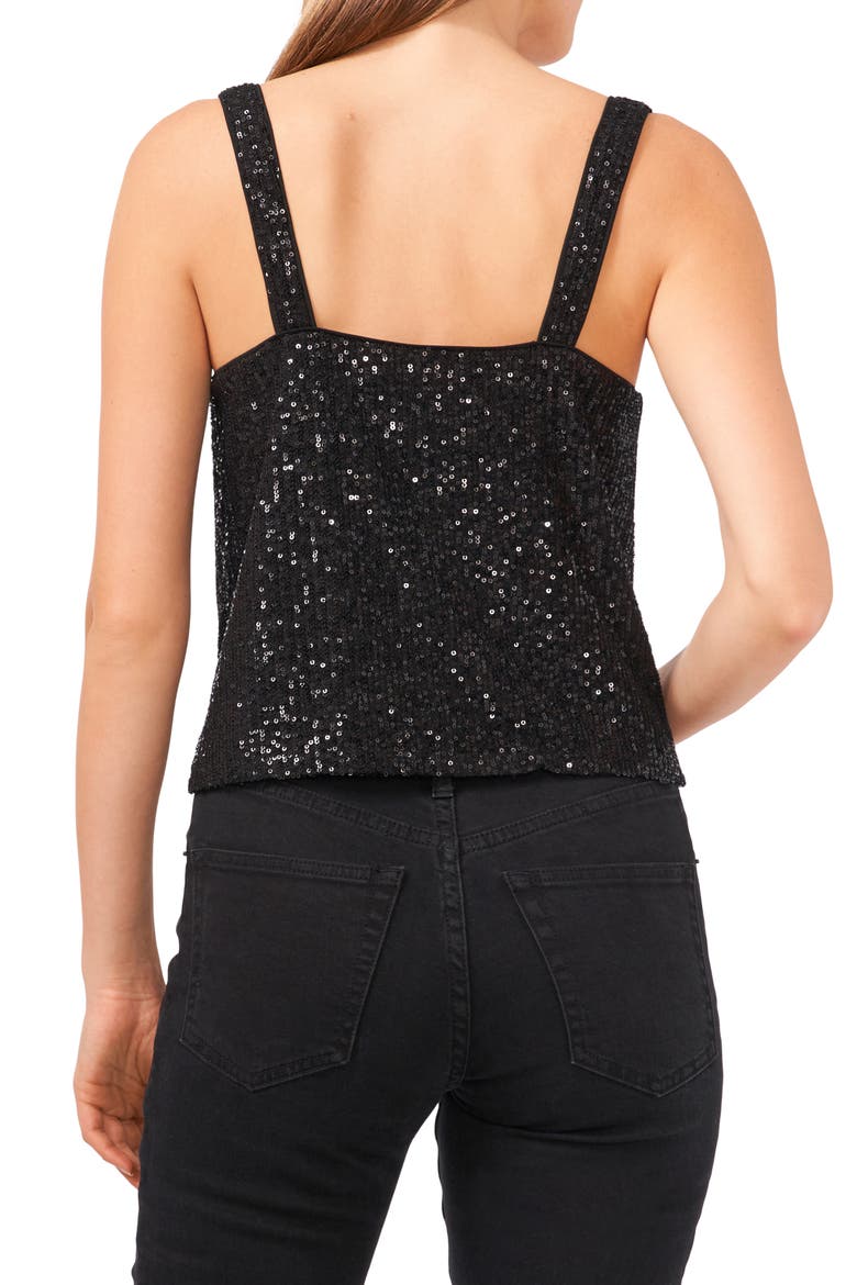 Wide Strap Drape Neck Sequin Tank, Alternate, color, RICH BLACK