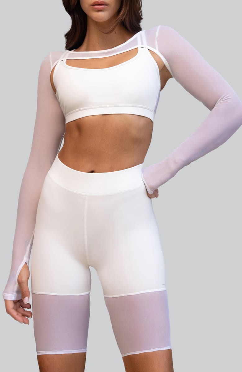 Heroine Sport Sheer Shrug, Main, color, White