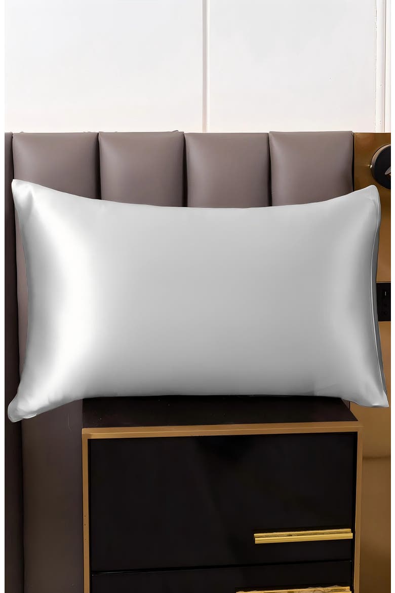 22Momme Mulberry Silk Hidden Zipper Pillowcase, Alternate, color, Silver