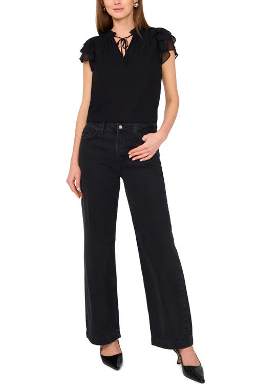 1.state Ruffle Flutter Sleeve Top In Rich Black