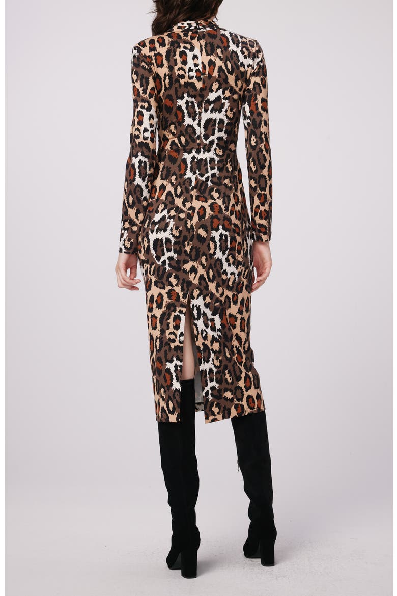 Barlow Leopard Print Long Sleeve Wrap Front Dress, Alternate, color, JUNGLE CAT SM