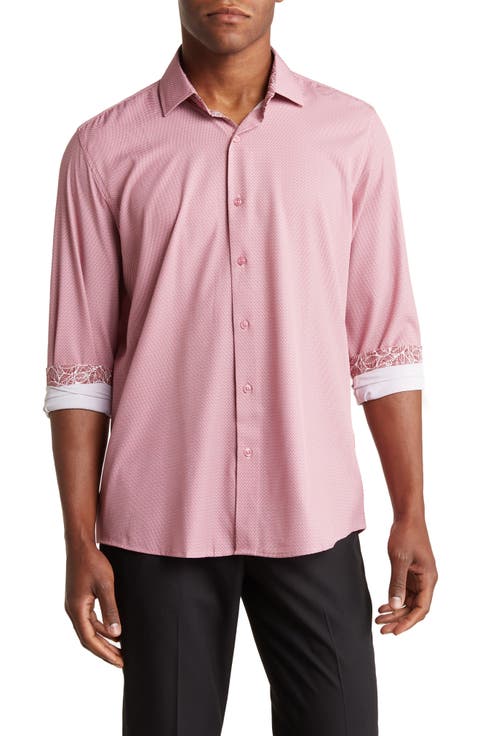 Regular Fit Performance Stretch Long Sleeve Button Front Shirt