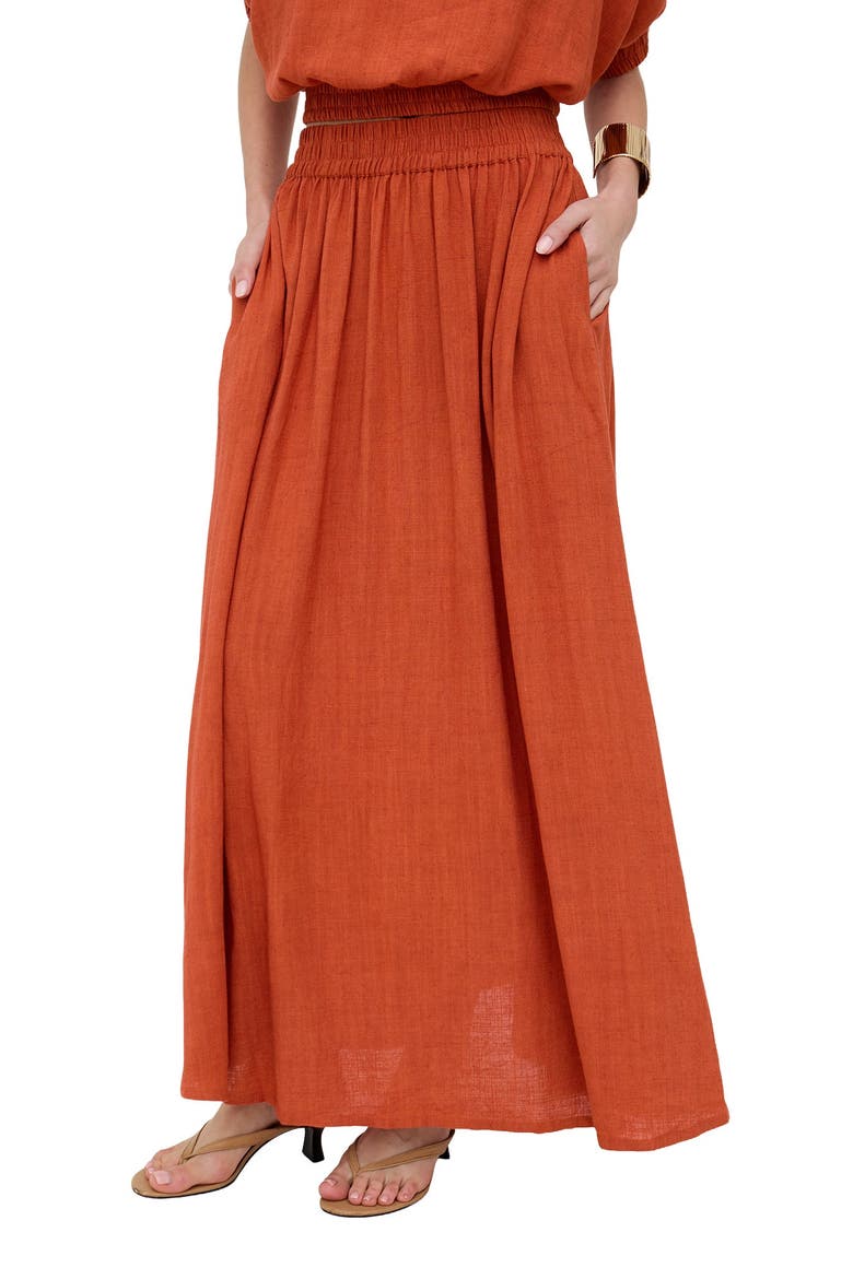 Sesame Elasticated Waist Maxi Skirt, Main, color, Orange