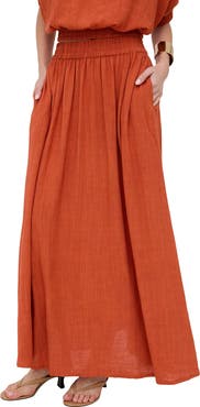 Raffya Sesame Elasticated Waist Maxi Skirt