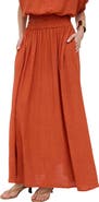Raffya Sesame Elasticated Waist Maxi Skirt