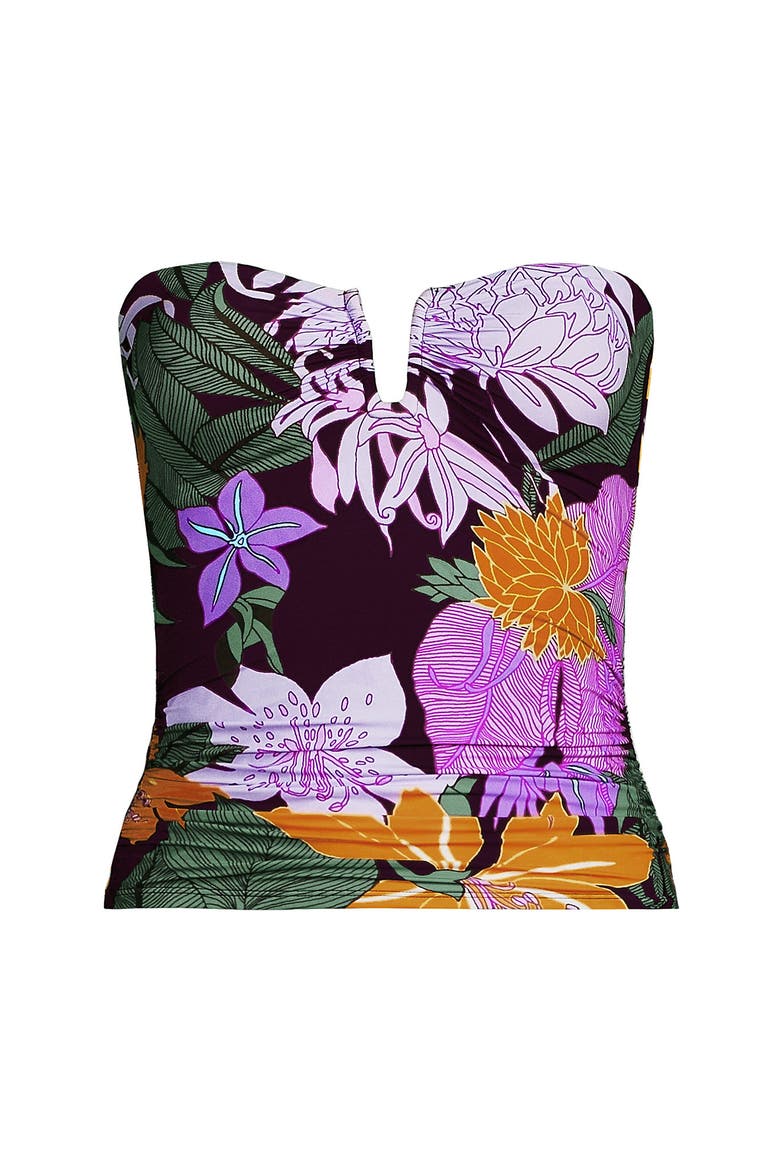 D-Cup Slender Suit U-Wire Bandeau Tankini Top, Alternate, color, Dark Wine Multi Floral Blooms