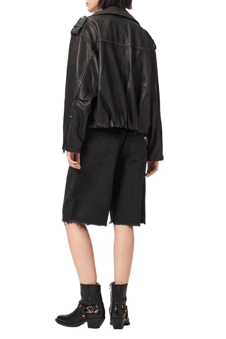 Aki Crossover Denim Shorts, Alternate, color, WASHED BLACK