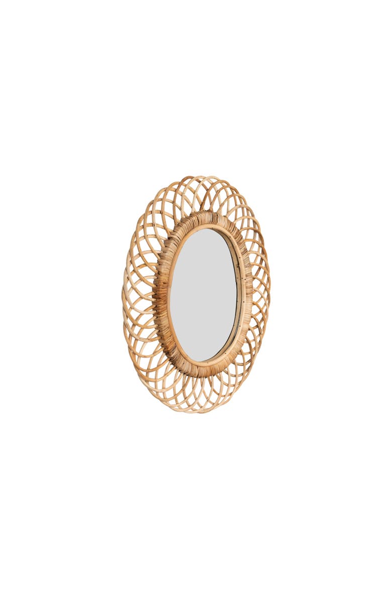 Wood Oval Wall Mirror, Alternate, color, Brown