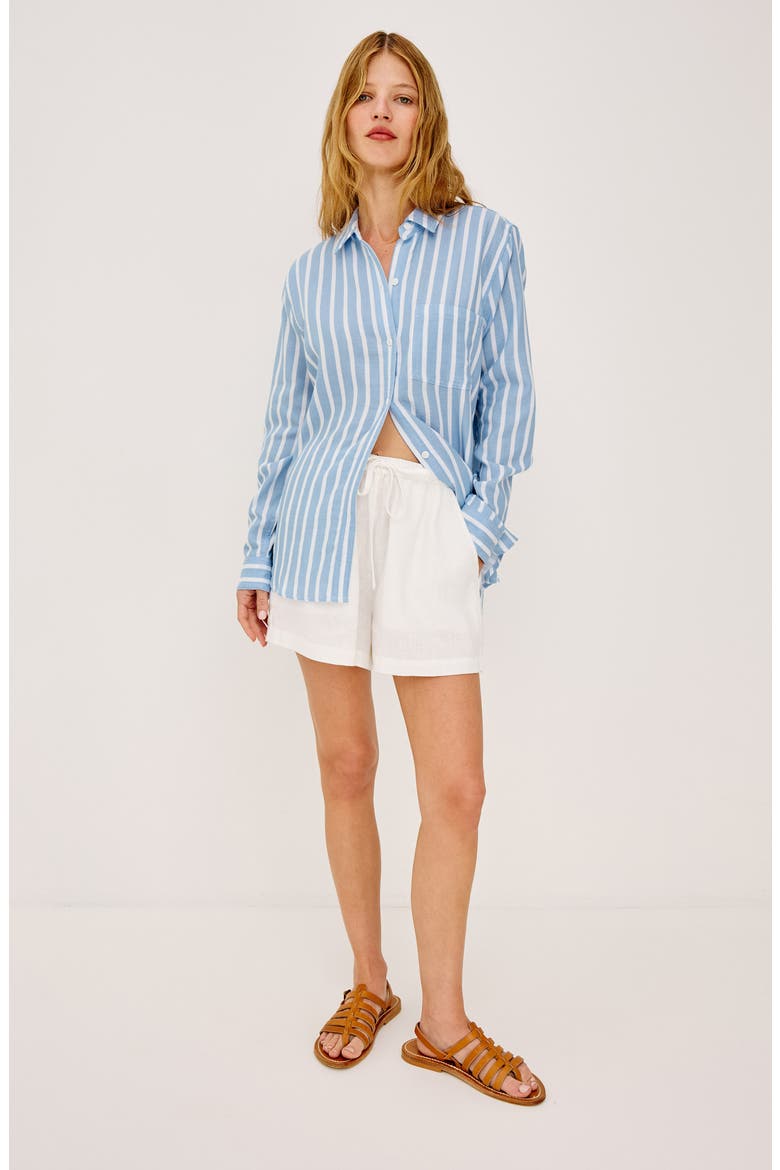 Freeman Cotton Button-Up Shirt, Alternate, color, SALTWATER STRIPE