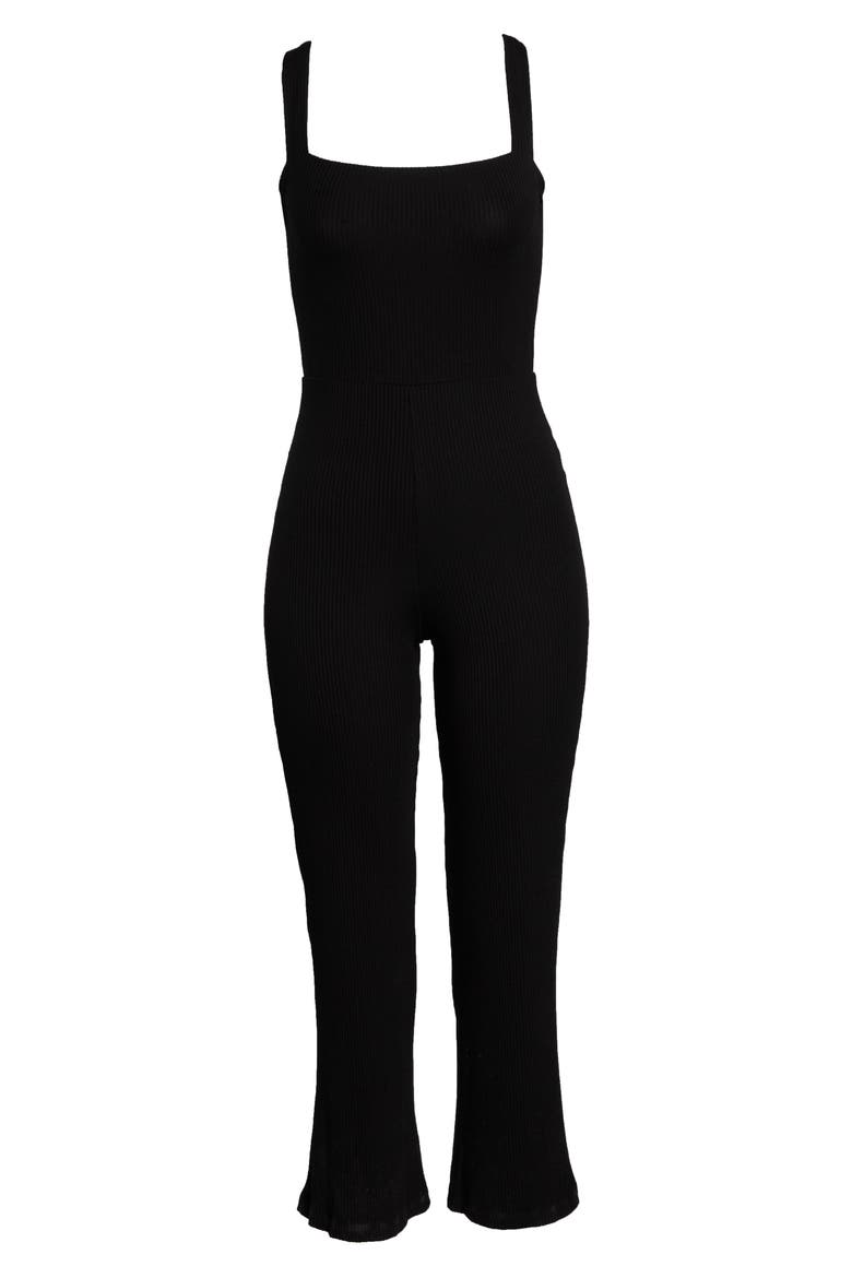 Essie Flare Crop Jumpsuit, Alternate, color, BLACK
