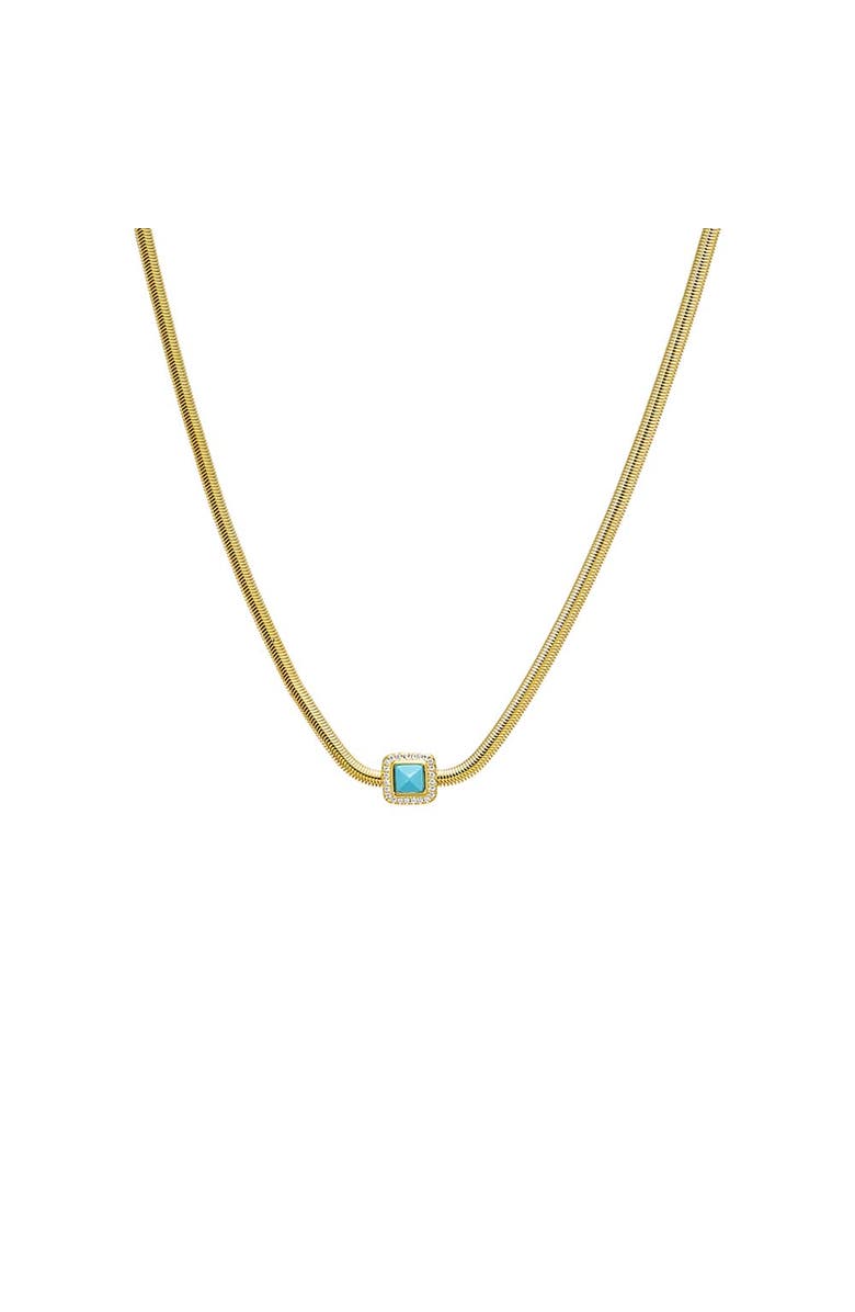 BY ADINA EDEN Turquoise Square Enclosed Snake Necklace, Main, color, Turquoise