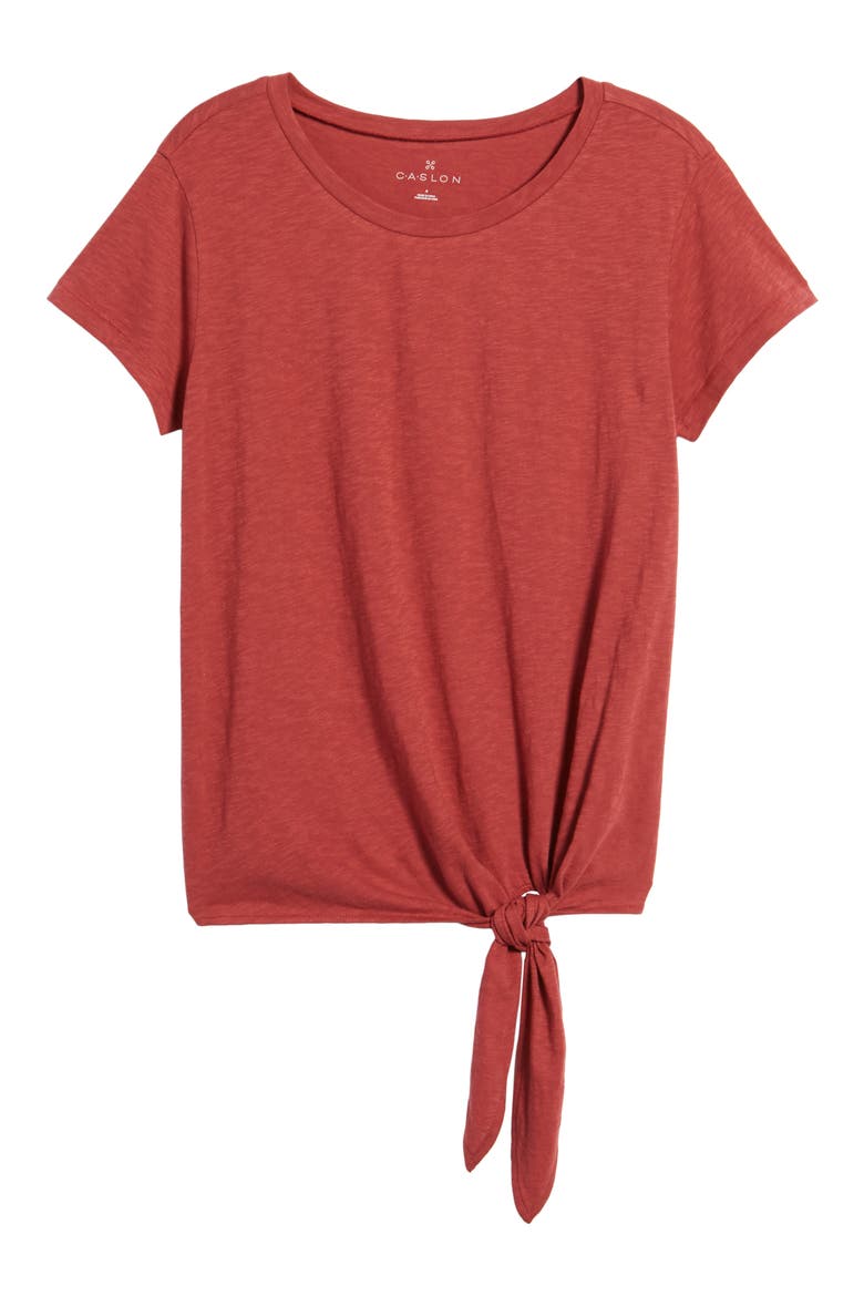 Tie Front Tee, Alternate, color, RED EARTH