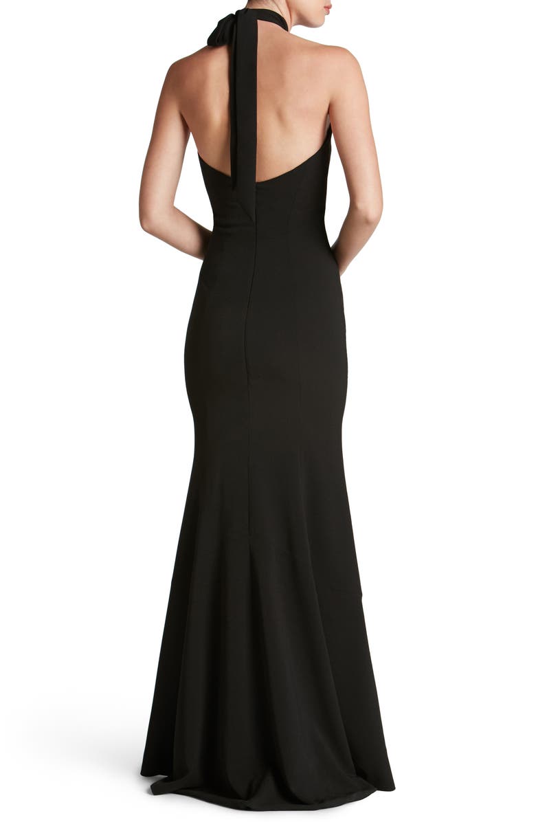 Dress the Population Taylor Crepe Halter Gown, Alternate, color, 