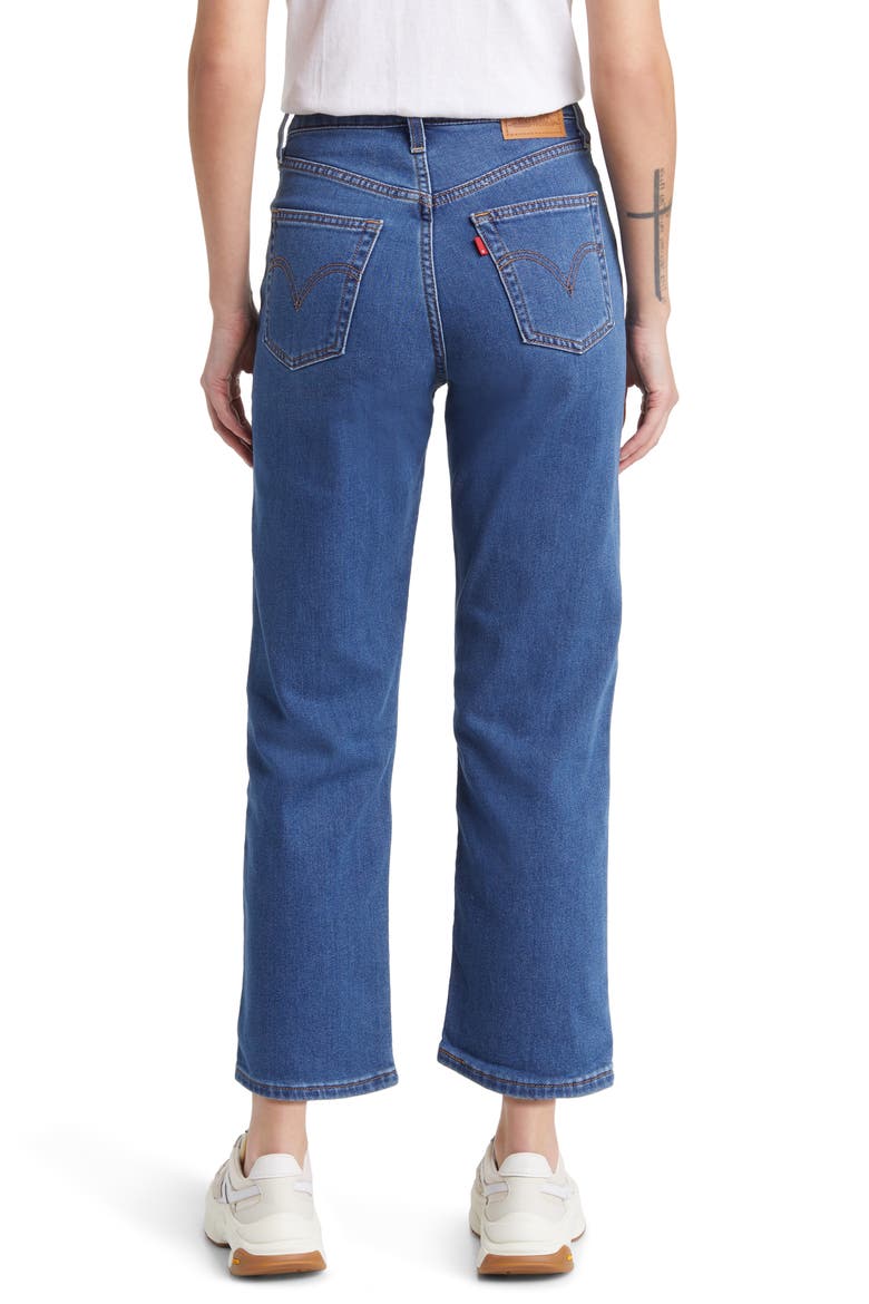 Ribcage High Waist Ankle Straight Leg Jeans, Alternate, color, HITZIG MID