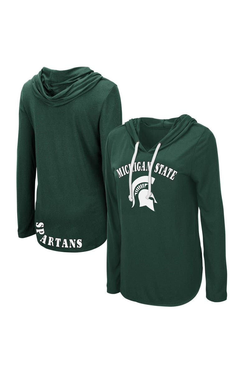 COLOSSEUM Women's Colosseum Green Michigan State Spartans My Lover Lightweight Hooded Long Sleeve T-Shirt, Main, color, Green