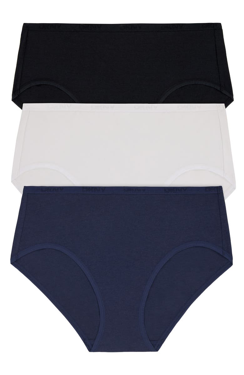 DKNY Cotton Blend Assorted 3-Pack Briefs, Main, color, Black/ White/ Naval