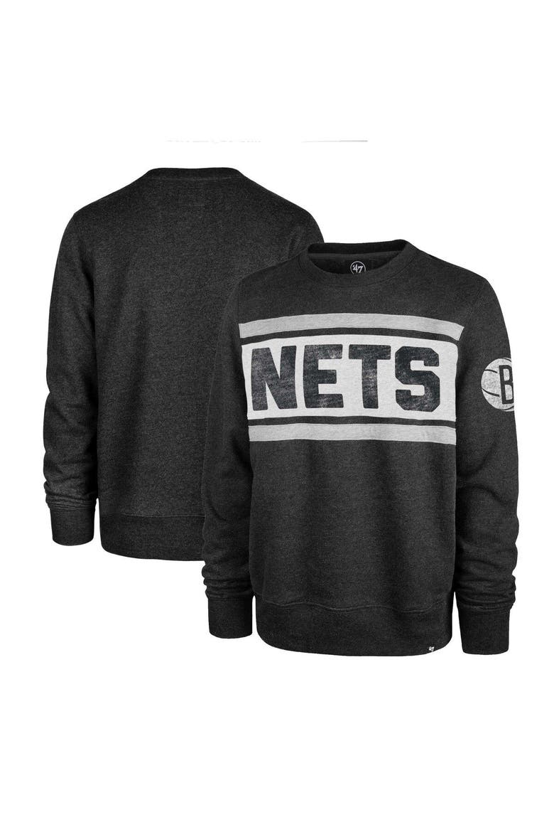 Men's '47 Heather Black Brooklyn Nets Tribeca Emerson Pullover Sweatshirt, Main, color, Heather Black