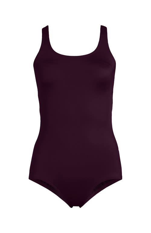 Lands' End Mastectomy Chlorine Resistant Tugless One Piece Swimsuit Soft Cup In Burgundy