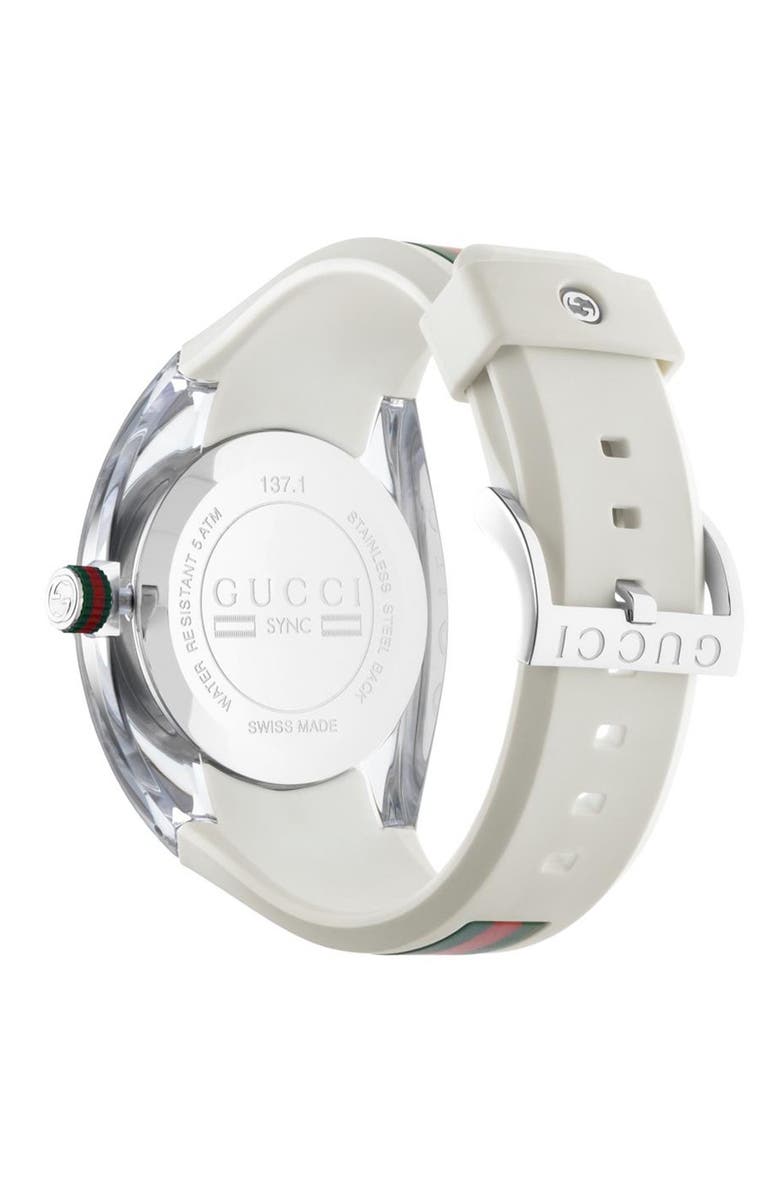 Gucci Unisex Sync Rubber Strap Sport Watch, 46mm, Alternate, color, Silver
