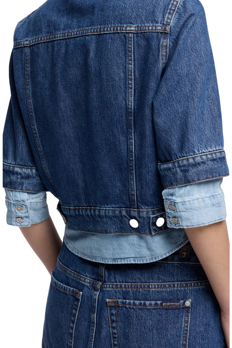 Double Layer Denim Trucker Jacket, Alternate, color, SHADOW