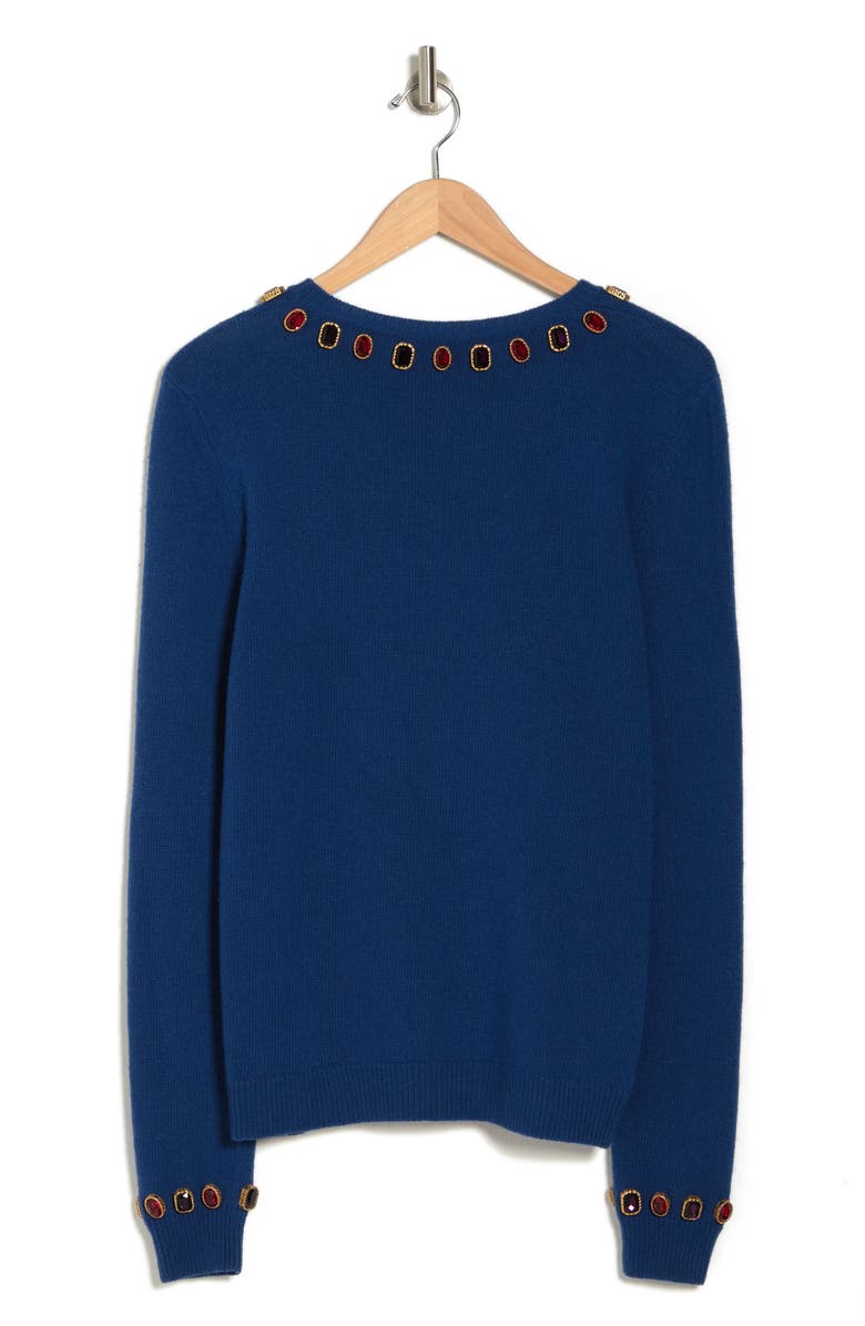 Gucci Jewel Accent LA Wool Pullover, Alternate, color, Dark Blue