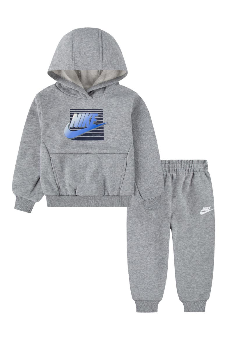 Kids' Gradient Futura Pullover Hoodie & Joggers Set, Main, color, 042DK GREY