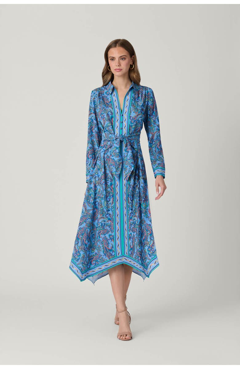 Shoshanna Adair Pelotas Border Paisley Dress, Main, color, Blue Multi