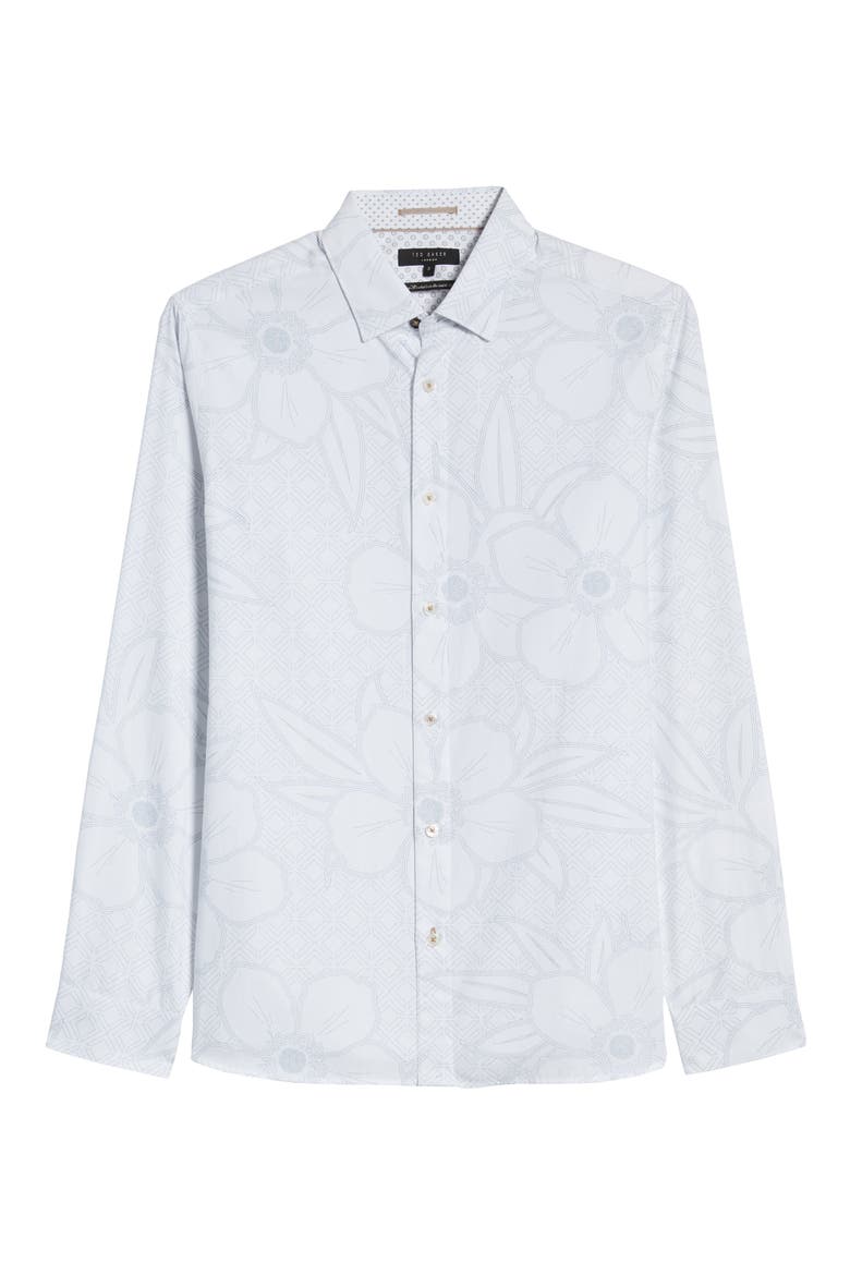 Gogirl Slim Fit Floral Button-Up Shirt, Alternate, color, WHITE