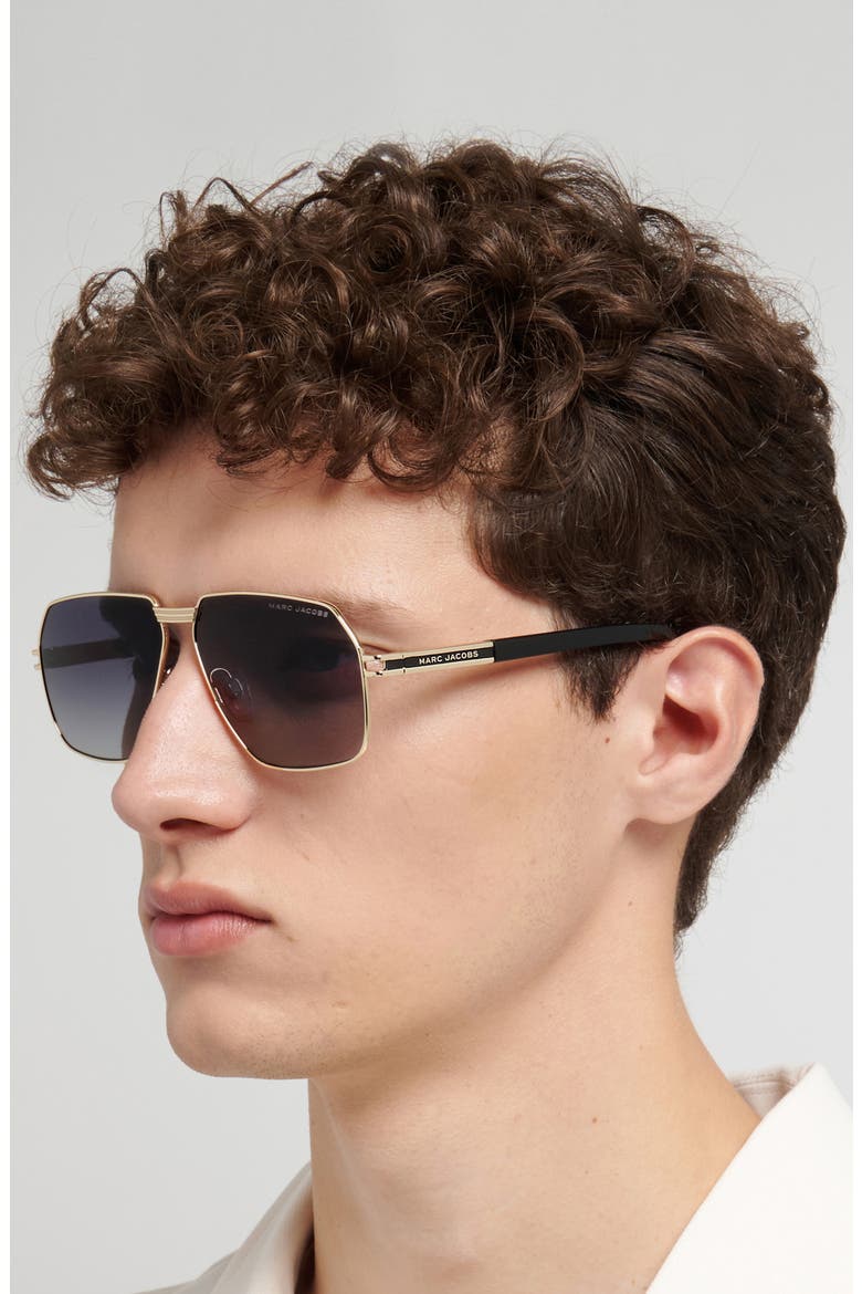61mm Gradient Navigator Sunglasses, Alternate, color, GOLD BLACK/ DARK GREY SF