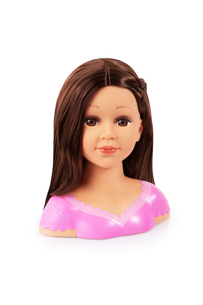 Charlene Super Model Make Up Head, Brunette with Make-Up and Stickers, Alternate, color, Multicolored