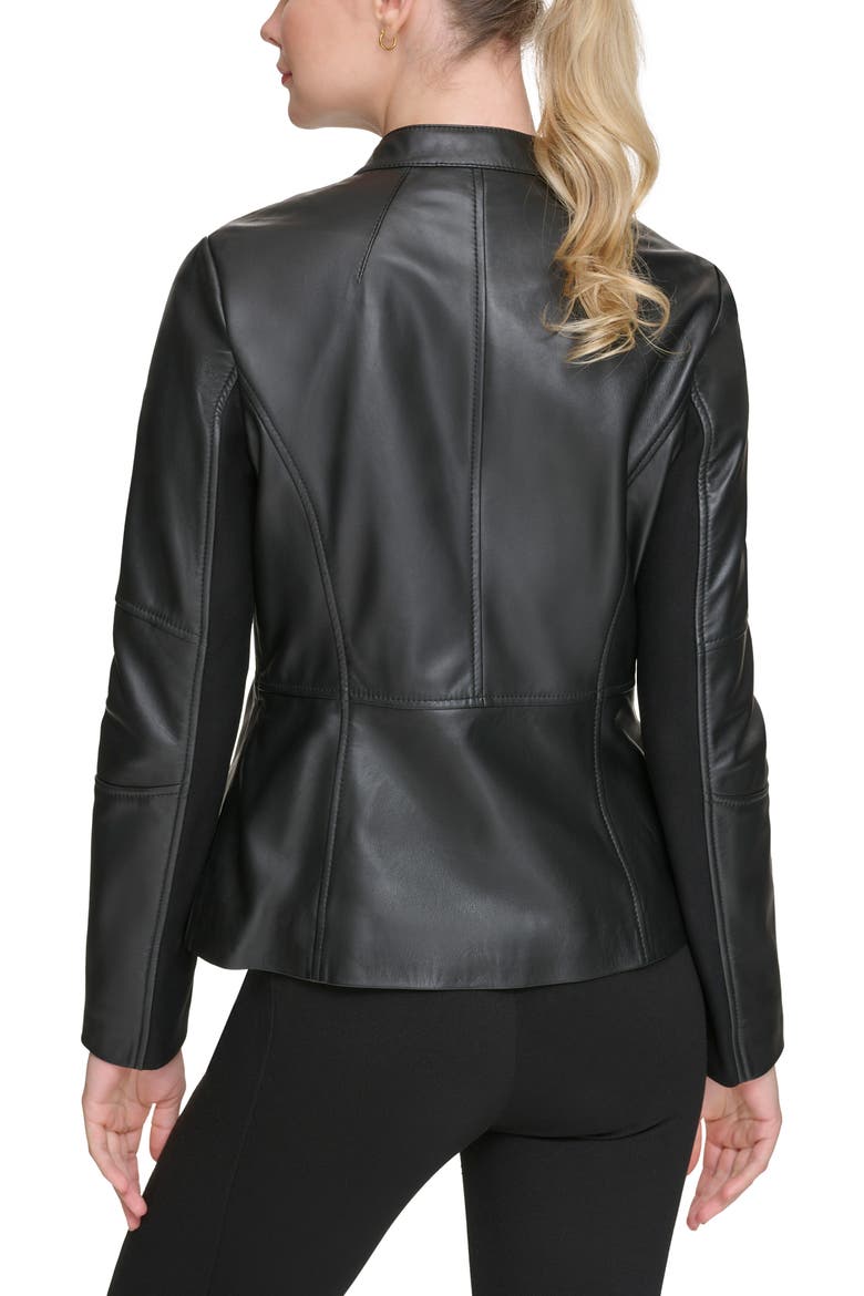 Leather Moto Jacket, Alternate, color, BLACK