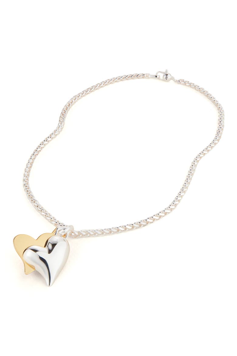 Two Tone Twin Heart Pendant Necklace, Main, color, TWO-TONE
