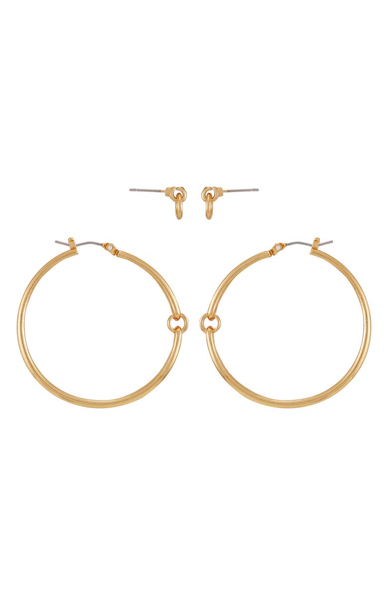 Vince Camuto Set of 2 Doorknocker Stud & Hoop Earrings, Alternate, color,