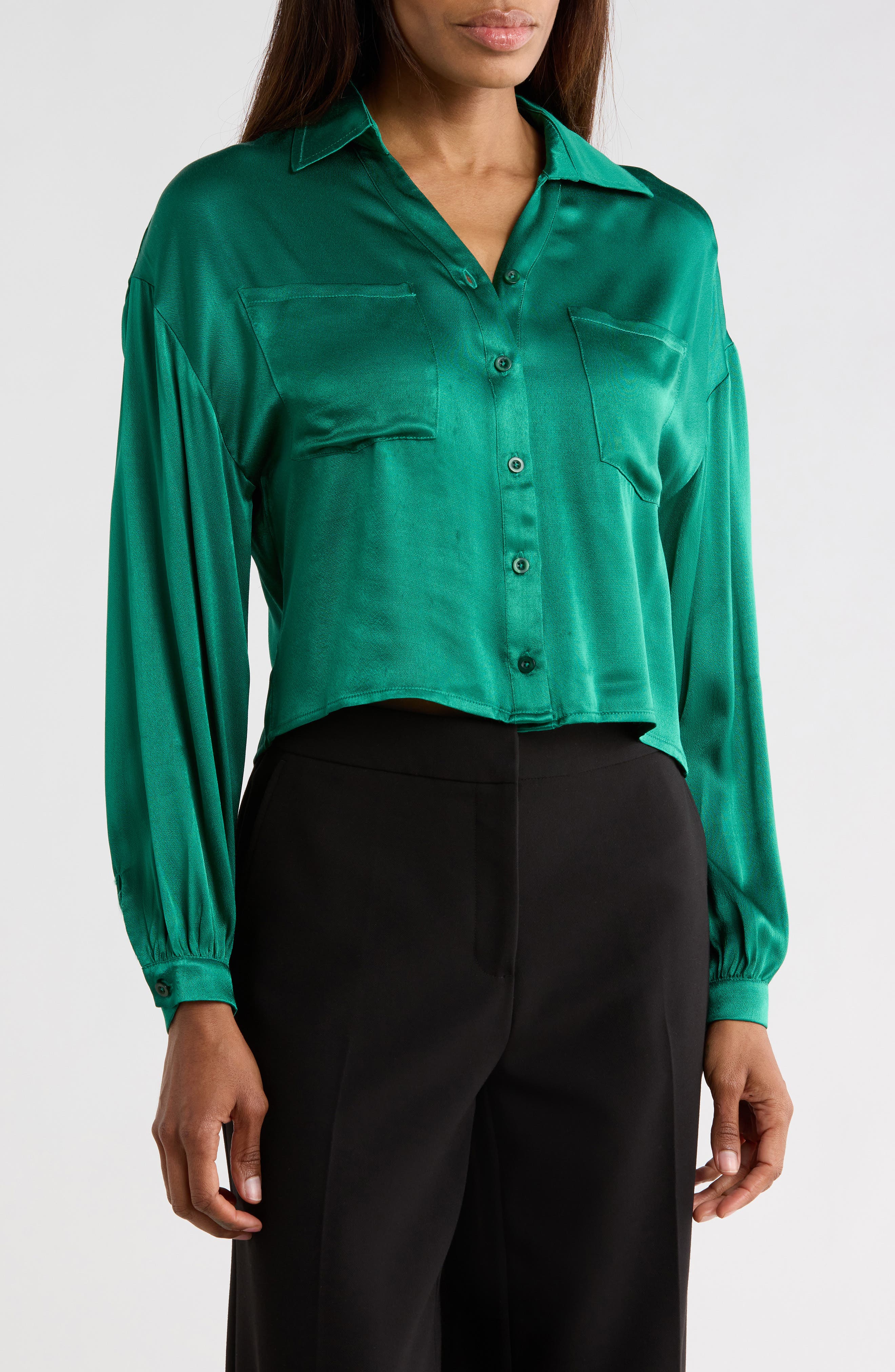 CIEBON Teresa Satin Button-Up Top